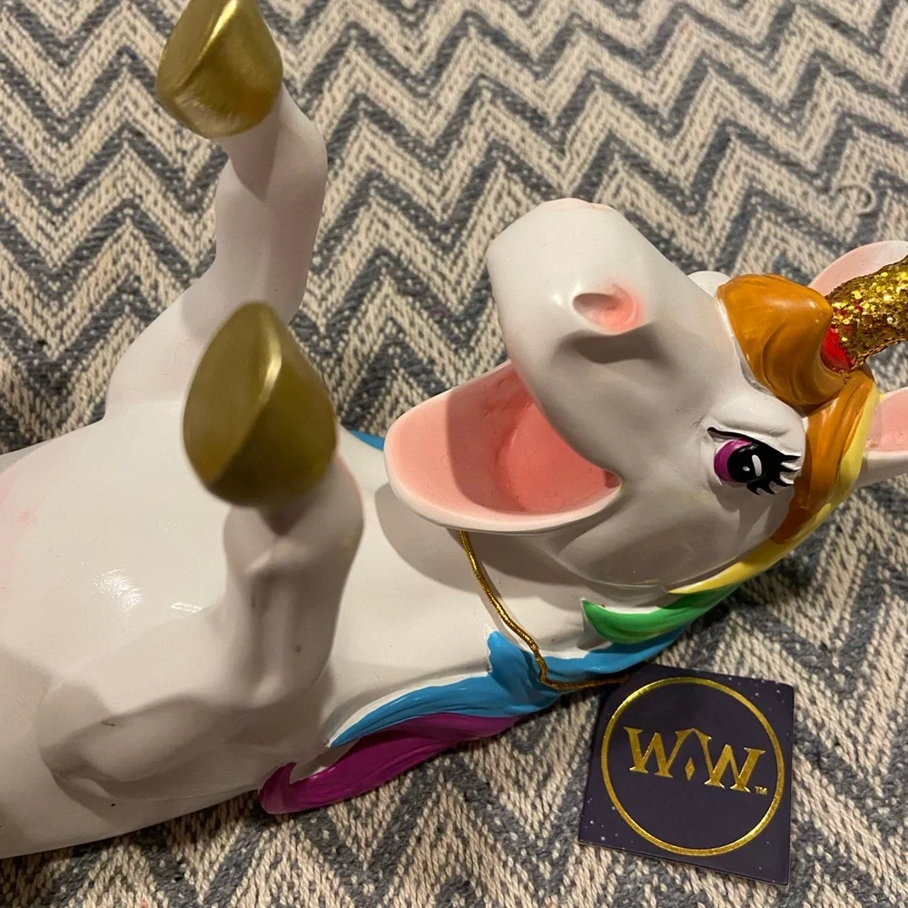 White Rainbow Unicorn Wine Bottle Holder - Colorful Fun Accent